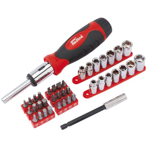 Draper Redline Ratcheting Screwdriver Socket And Bit Set (40 Piece) - RL-TK40R - Farming Parts