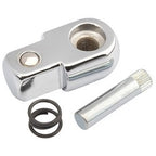 The Draper Repair Kit For 27523 And 13257 Flexible Handles - YH10/5, a metal automotive hinge pin repair kit from Draper, includes a polished hinge piece, a cylindrical pin, and two small rubber O-rings.