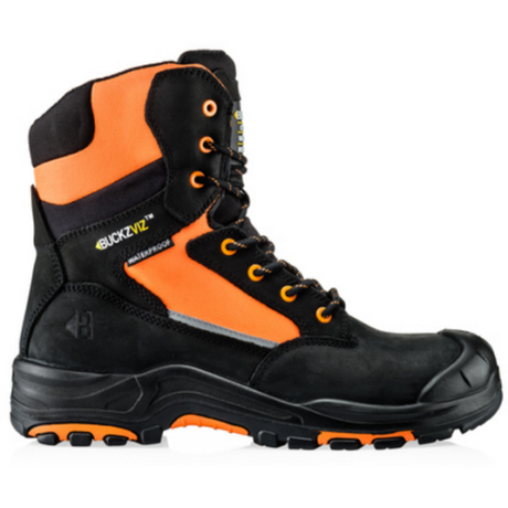*STOCK CLEARANCE* - UK Size 6, 7 & 11 - Buckler Safety Lace/Zip Boot – BVIZ1/OR | Hi-Vis, Waterproof & Slip-Resistant
