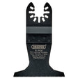 The Draper Oscillating Multi-Tool Plunge Cutting Blade, 65mm - APT509, part of Draper's universal oscillating multi-tool accessories, is ideal for cutting ferrous and non-ferrous metal, wood, plastic, and plasterboard against a white background. This versatile blade is perfect for a variety of tasks.