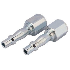 Two Draper 1/4" Female Screw Adaptors (Pack of 2) sit side by side on a white background.