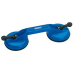 The Draper Twin Suction Cup Lifter - SCDP2 by Draper is a blue double suction cup glass lifter with a handle, ideal for lifting and carrying smooth, flat surfaces.