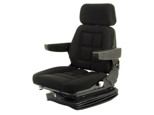Air Adjustable Suspension Seat 12V with Armrests Black - Sparex Part S.71659