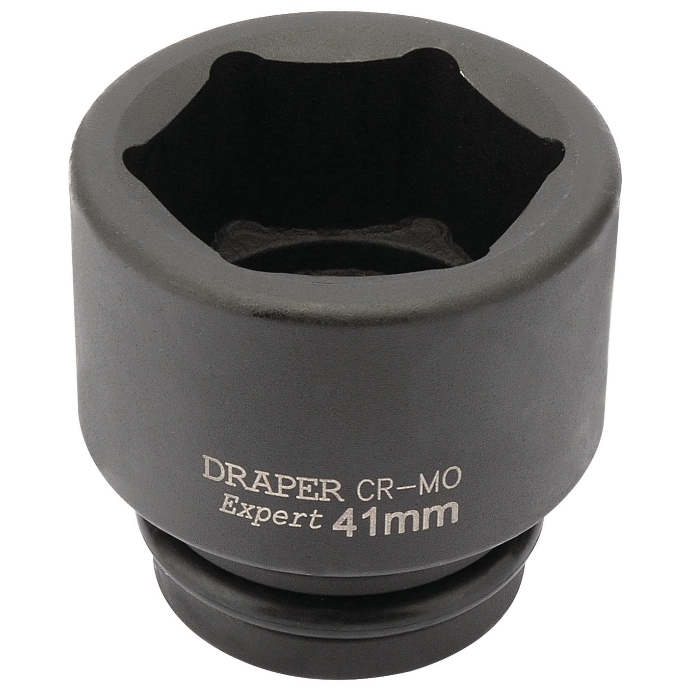 The Draper Expert Hi-Torq® 6 Point Impact Socket, 3/4" Sq. Dr., 41mm - 419-MM, is known for its corrosion protection and is used for tightening or loosening fasteners. It is designed for compatibility with impact sockets and air wrenches.