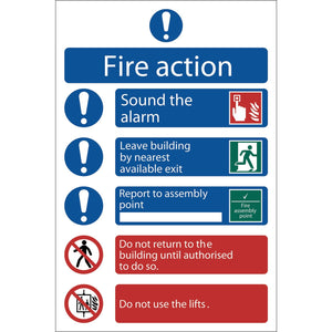 Draper Fire Action Procedure' Mandatory Sign, 200 X 300mm, Design 2 - SS11 - Farming Parts