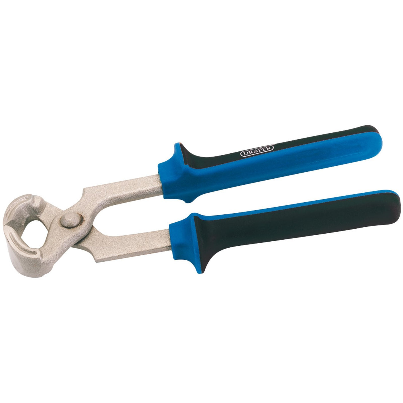 The Draper Soft Grip Carpenters Pincers - 121SG feature blue and black handles and are crafted from forged carbon steel. These precision tools come with a rounded gripping head designed for accurate adjustments and gripping tasks, while their soft grip handles and slip guards ensure comfort and safety during use.