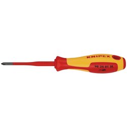 Knipex 98 24 01 Sl Vde Insulated Phillips Screwdriver, Ph1 X 80Mm - Slim | 98 24 01 Sl