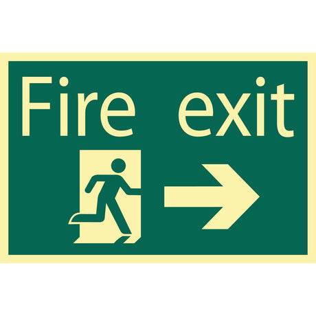 Draper Glow In The Dark 'Fire Exit Arrow Right' Safety Sign - SS45 - Farming Parts