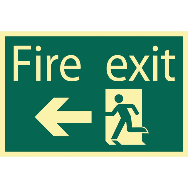Draper Glow In The Dark 'Fire Exit Arrow Left' Safety Sign - SS46 - Farming Parts