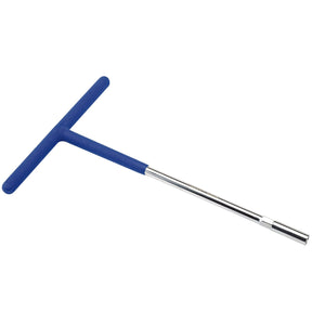 A Draper T Handle Socket Wrench, 8mm - THS/M, featuring a blue PVC dipped handle and a durable chrome vanadium steel shaft.