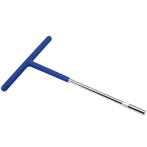 A Draper T Handle Socket Wrench, 8mm - THS/M, featuring a blue PVC dipped handle and a durable chrome vanadium steel shaft.