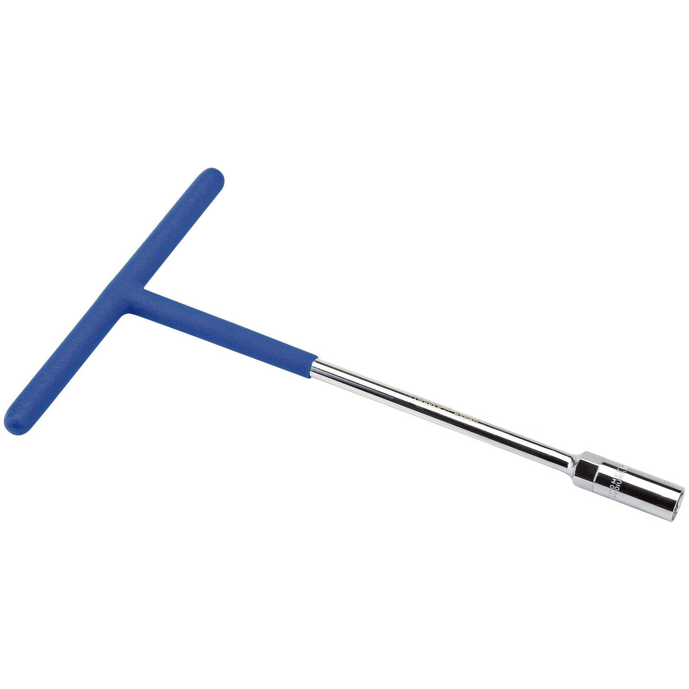 The Draper T Handle Socket Wrench, 13mm - THS/M, featuring PVC dipped blue handles and a chrome vanadium steel shaft.