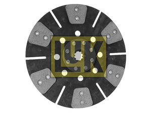 A round 300mm cerametallic Sparex clutch plate (Sparex Part Number: S.72818) for automotive use, featuring a central hub with friction pads and 10 splines for enhanced compatibility, bears the LUK logo in the center.