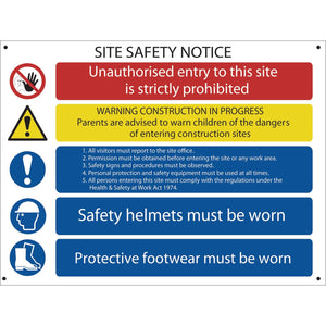 The Draper Site Safety - SS58 notice outlines restricted access, ongoing construction, and safety regulations mandating the use of safety helmets and protective footwear. Additionally, UV-resistant barriers are installed to provide protection during daylight hours.