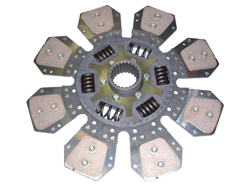 Introducing the Sparex Clutch Plate (Part Number: S.73099), an industrial mechanical component designed with a circular central part featuring multiple torsion-sprung elements and eight protruding sections with bolted flat surfaces.