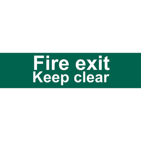 Draper Fire Exit Keep Clear' Safety Sign, 200 X 50mm - SS72 - Farming Parts