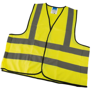 The Draper High Visibility Traffic Waistcoat, model HVWC/B, is crafted from durable polyester fabric and includes reflective silver stripes to enhance visibility in low-light conditions. This waistcoat meets EN471 Class 2 standards, ensuring optimal safety.