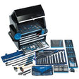 The Draper Apprentice Tool Kit - *APP/KIT from Draper is a comprehensive, neatly arranged collection featuring various tools, including wrenches, screwdrivers, hammers, and pliers, all displayed alongside a large tool chest.