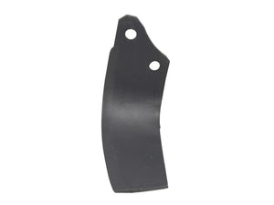 A curved grey metal Rotavator Blade Curved RH 80x6mm with two holes near the top, compatible with S.78790 Sparex Fasteners, measuring 195mm in height and having hole centers spaced at 56mm (Sparex Part Number: S.74767).