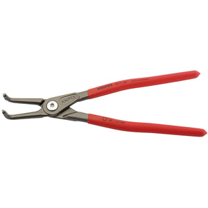 Draper Knipex 48 21 J41 90° Internal Straight Tip Circlip Pliers with a red handle, made from durable chrome vanadium electric steel, used for installing and removing snap rings or circlips, and featuring a capacity of 85 - 140mm.