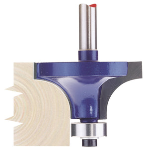 The Draper Tct Router Bit, 1/4" Rounding, 38 X 14mm Radius - RB14 cutting a groove in a piece of wood.