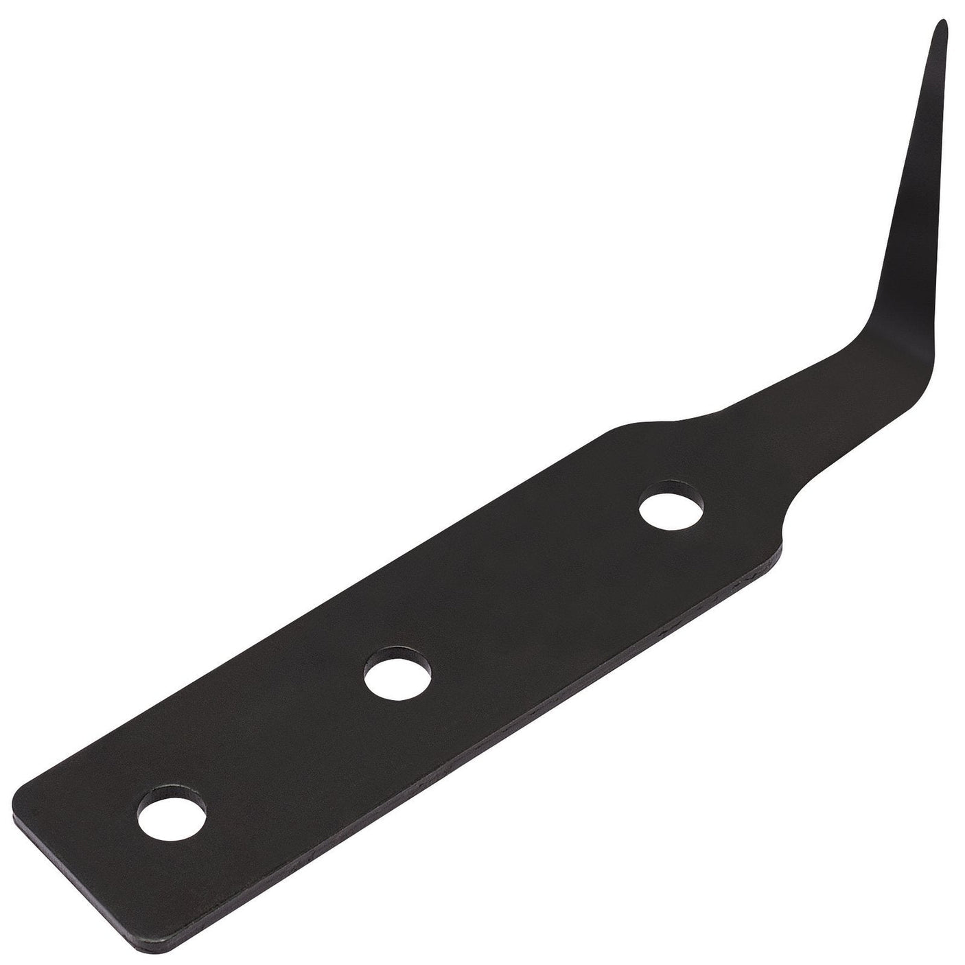 The Draper Windscreen Removal Tool Blade (39.5mm - YWRT) is a flat, black metal tool with three round holes along the handle and a straight, angled point at one end.