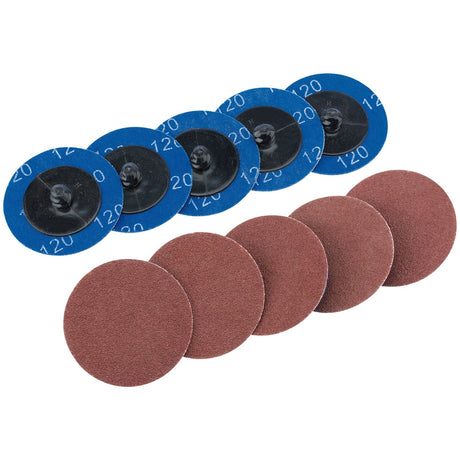 Draper Aluminium Oxide Sanding Discs, 50mm, 120 Grit (Pack Of 10) - SD2AB - Farming Parts