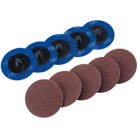 Draper Aluminium Oxide Sanding Discs, 50mm, 180 Grit (Pack Of 10) - SD2AB - Farming Parts