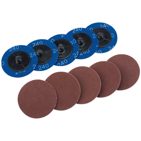 Draper Aluminium Oxide Sanding Discs, 50mm, 240 Grit (Pack Of 10) - SD2AB - Farming Parts