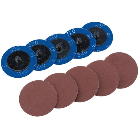 Draper Aluminium Oxide Sanding Discs, 50mm, 320 Grit (Pack Of 10) - SD2AB - Farming Parts