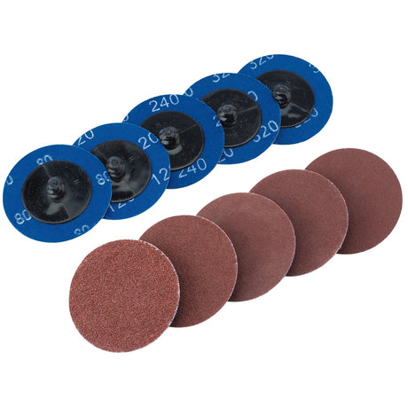 Draper Assorted Aluminium Oxide Sanding Discs, 50mm (Pack Of 10) - SD2AB - Farming Parts