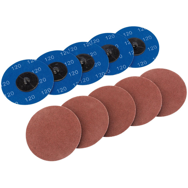 Draper Aluminium Oxide Sanding Discs, 75mm, 120 Grit (Pack Of 10) - SD3AB - Farming Parts