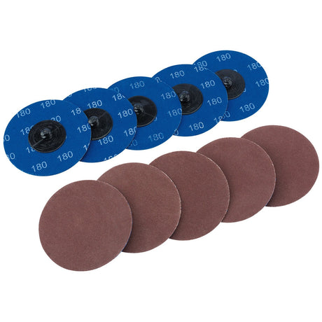 Draper Aluminium Oxide Sanding Discs, 75mm, 180 Grit (Pack Of 10) - SD3AB - Farming Parts