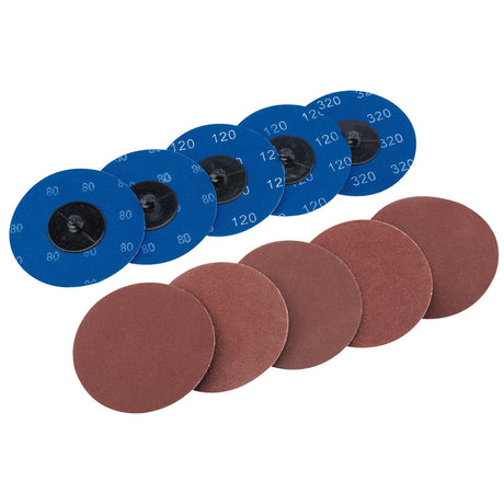 Draper Assorted Aluminium Oxide Sanding Discs, 75mm (Pack Of 10) - SD3AB - Farming Parts