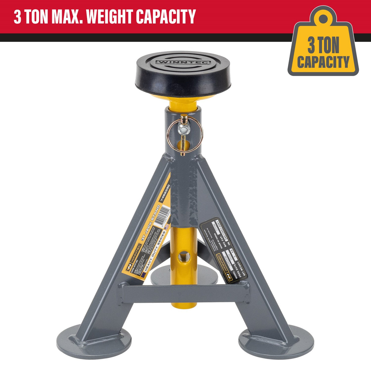 WINNTEC® 3 Ton Low-Profile Pin Jack Stands - IP-09850