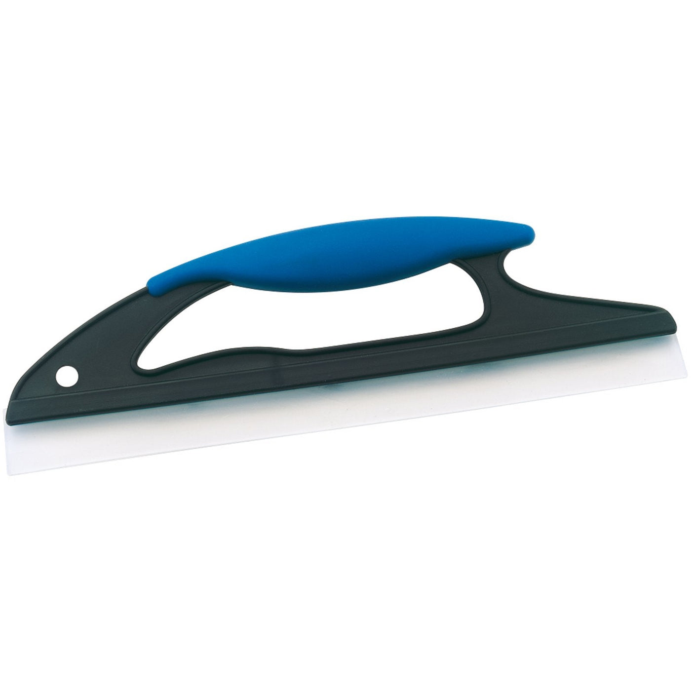 A Draper Silicone Squeegee, 300mm - WB-DG, featuring a black and blue design with a silicone rubber blade and a soft grip handle.