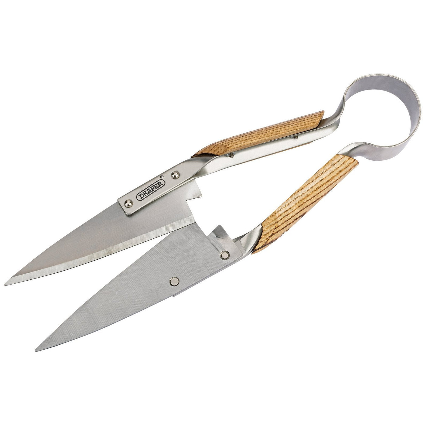 The Draper Topiary Shears, 300mm - G1812, featuring stainless steel, straight-edged blades and wooden handles, are perfect for accurate cutting and trimming shrubs.