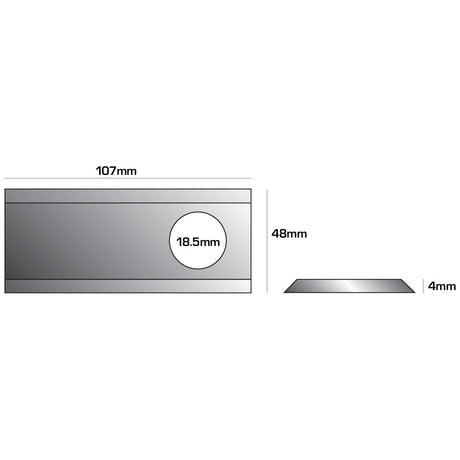 Mower Blade - Twisted blade, top edge sharp & parallel -  107 x 48x4mm - Hole⌀18.5mm  - RH -  Replacement for Vicon
 - S.77122 - Farming Parts