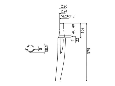 Sparex Power Harrow Tine 372mm. LHReplacement for Krone To fit as: 116322241 | S.77253 - Product Image 2