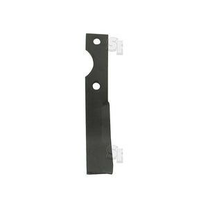 A Sparex Rotavator Blade Curved LH, measuring 50x12mm with a height of 302mm and featuring two holes with a 15.5mm diameter spaced 100mm apart, photographed against a plain white background. This curved piece serves as an excellent alternative to part number 131088, offering versatility and reliability in various applications. Replacement for Simone/Jones to fit as COT8 | Sparex Part No.S.77336