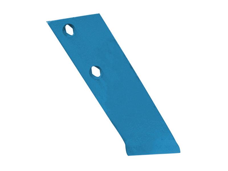 The Share Point - RHThickness (Fiskars) metal blade from Sparex, product number S.77397, features a blue finish and an angular design with two holes near the top, making it ideal for use with Fiskars tools or for secure attachment using fasteners.