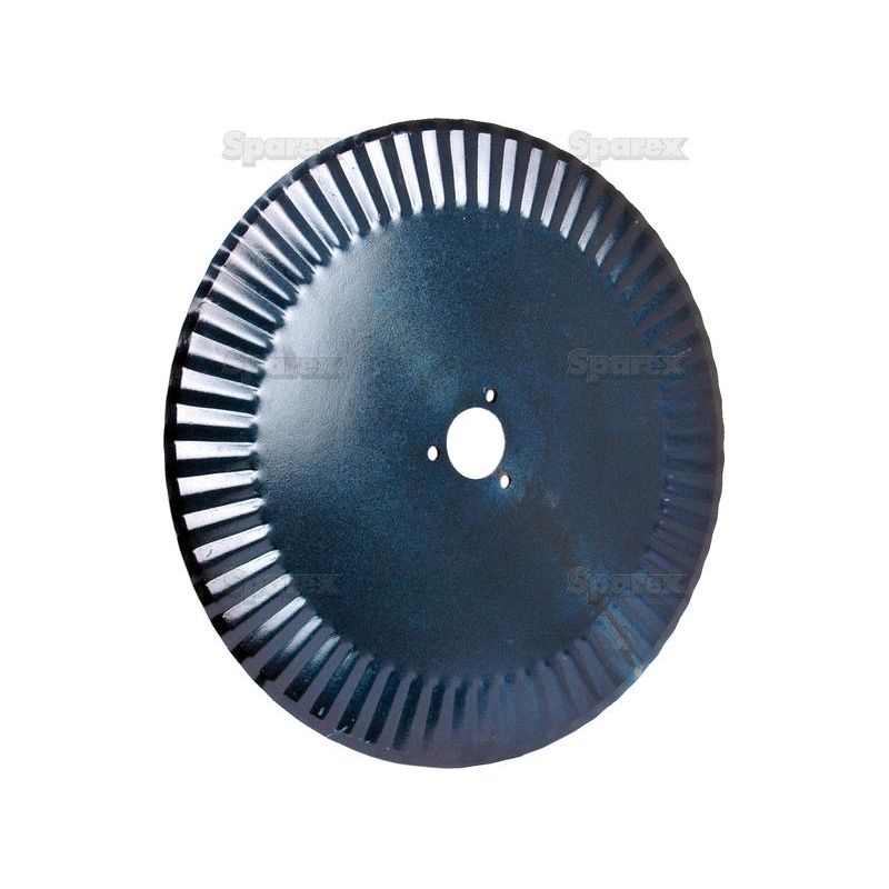 A Sparex Coulter disc 20-inch with three evenly spaced radial slots and a central hole, designed for Kverneland, fits under part number 056114 (Sparex Part No. S.77480).