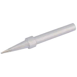 The Draper Fine Tip For Soldering Station, 48W - SI480FINE, features a pointed metal design with a cylindrical base and a sharp conical end.