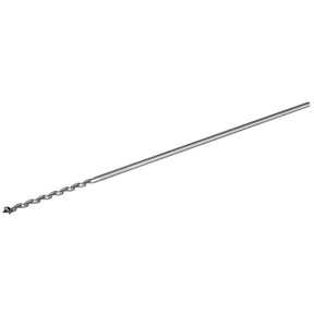 The Draper Mortice Bit for 48014 Mortice Chisel and Bit, 1/4" - 245B by Draper is a long, slender metal drill bit featuring a twisted design and a finely ground pointed tip, meticulously crafted from high carbon steel, ideal for drilling precise holes.