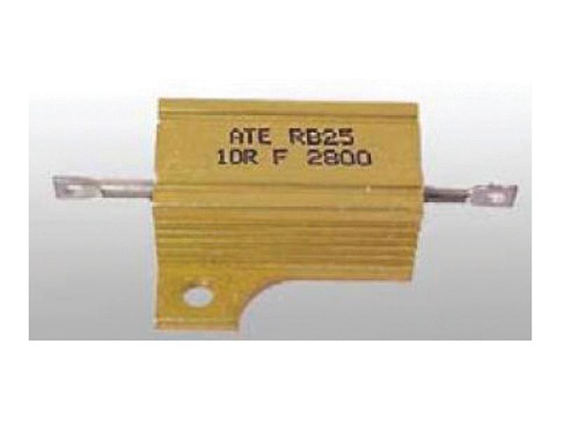 A yellow rectangular metal resistor with the markings "ATE RB25 10R F 2800" and "Sparex S.791196" printed on its surface, identified as a Bulb Out Load Device, 12V by Sparex.