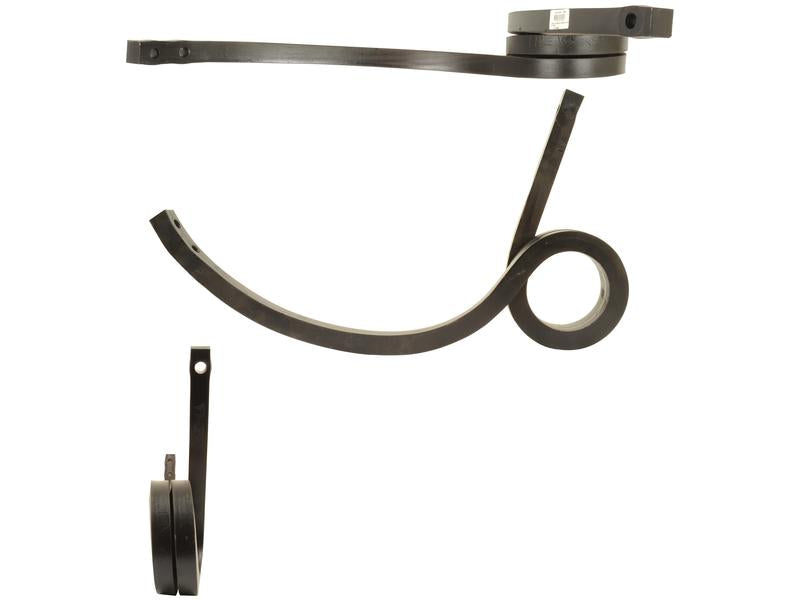 Steel suspension leaf springs in various sizes and shapes, specifically designed for Sparex Universal Tractors, displayed against a white background. One such product is the Sparex Pigtail Tine - 25x25x510 RH (High Clearance).