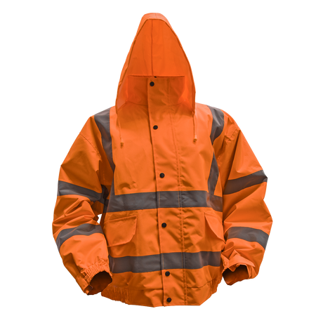 Hi-Vis Orange Jacket with Quilted Lining & Elasticated Waist - Large - 802LO - Farming Parts
