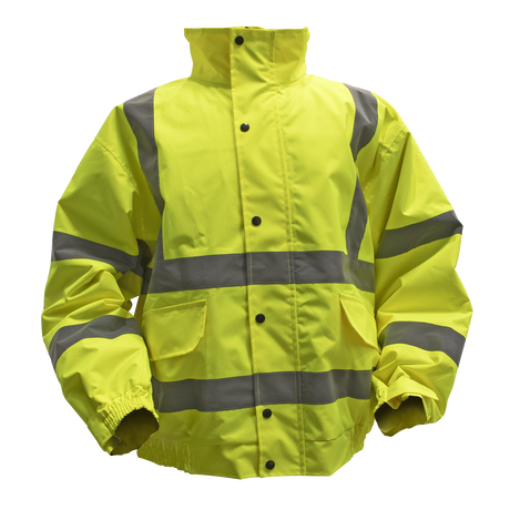 Hi-Vis Yellow Jacket with Quilted Lining & Elasticated Waist - Large - 802L - Farming Parts
