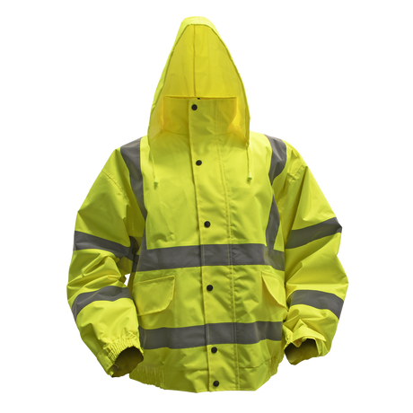 Hi-Vis Yellow Jacket with Quilted Lining & Elasticated Waist - Large - 802L - Farming Parts