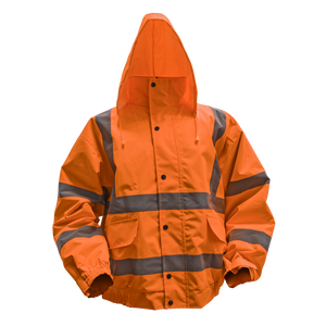 Hi-Vis Orange Jacket with Quilted Lining & Elasticated Waist - X-Large - 802XLO - Farming Parts